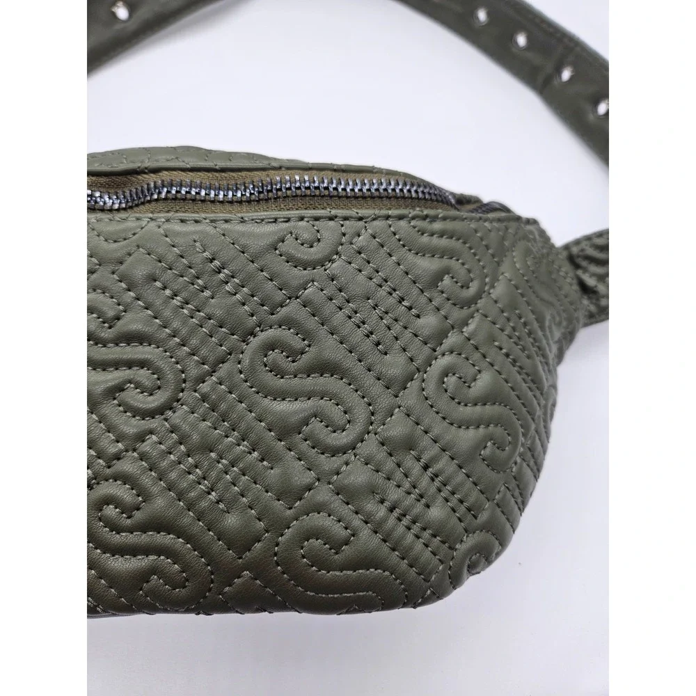 Steve Madden Quilted Belt‎ Bag Olive Green Fanny Pack Crossbody Adjustable Strap